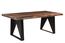 Load image into Gallery viewer, 80" Solid Wood And Metal Sled Base Dining Table - Dark Brown