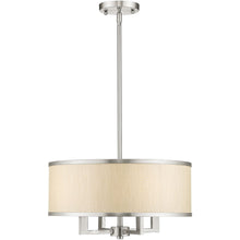 Load image into Gallery viewer, 18" Four Light Dimmable Chandelier With Shades - Pearl Silver / Nickel
