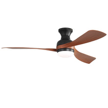 Load image into Gallery viewer, Ceiling Fan With Remote Controlled LED Light, 3 Blades, Reversible DC Motor, 6 Speeds, Dimmable, Flush Mount - Black