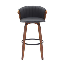 Load image into Gallery viewer, Faux Leather Swivel Bar Height Bar Chair - Black And Wood Brown