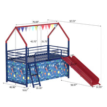 Load image into Gallery viewer, Jack - House Loft Bed With Slide And Curtain Set
