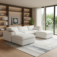 Load image into Gallery viewer, 120" 2 Piece Living Room Set Blend Modular Sofa With Ottoman Storage - White