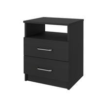 Load image into Gallery viewer, 20" Modern Wood Two Drawer Nightstand - Black