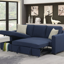 Load image into Gallery viewer, Reversible Sectional With Pop Up Sleeper And Hidden Storage Chaise - Navy