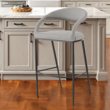 Load image into Gallery viewer, 26" Contemporary Faux Leather And Iron Low Back Counter Height Bar Chair - Gray