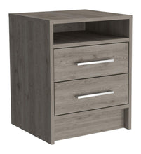 Load image into Gallery viewer, Open Compartment Two Drawer Nightstand - Light Gray