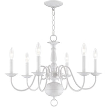 Load image into Gallery viewer, Six Light Dimmable Chandelier With Shades - White
