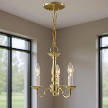 Load image into Gallery viewer, 11" Three Light Dimmable Chandelier With Shades - Brass