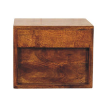 Load image into Gallery viewer, 12" Chestnut Solid Wood Two Drawer Floating Nightstand - Light Brown