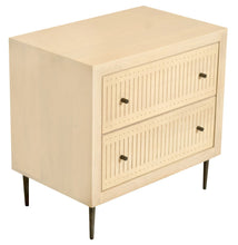 Load image into Gallery viewer, Solid Wood Distressed Carved Geometric Two Drawer Nightstand - Natural