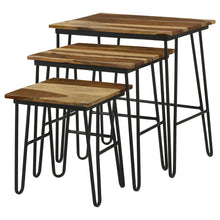 Load image into Gallery viewer, 3 Piece Nesting Table With Hairpin Legs - Brown