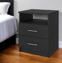 Load image into Gallery viewer, 20" Modern Wood Two Drawer Nightstand - Black