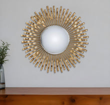 Load image into Gallery viewer, 27" Sunburst Iron Framed Accent Mirror - Gold