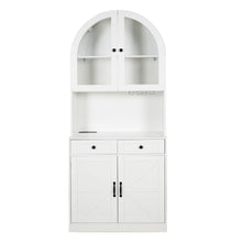 Load image into Gallery viewer, Tall Arched Pantry Cabinet With Charging Station, Adjustable Shelves, Coffee Bar