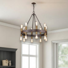 Load image into Gallery viewer, Candle Style Multi Light Metal Dimmable Chandelier - Brown / Black