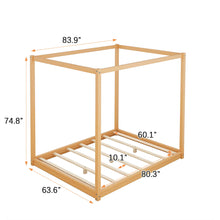 Load image into Gallery viewer, Wood Canopy Platform Bed With Support Legs And Airflow Slats