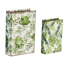 Load image into Gallery viewer, Botanical And Book Boxes (Set of 2) - White / Green
