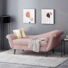 Load image into Gallery viewer, Auroral - Velvet Upholstered Chaise Lounge With Scrolled Arms And Tapered Legs - Blush
