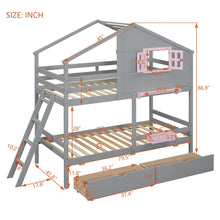 Load image into Gallery viewer, Bunk Bed With Playhouse Roof And Window