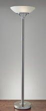 Load image into Gallery viewer, Frosted Glass Shade Uplighting Torchiere In Brushed Steel - Silver