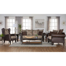 Load image into Gallery viewer, Brookridge - Rolled Arm Sofa With Ornate Details And Mixed Upholstery - Brown