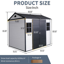 Load image into Gallery viewer, Resin Outdoor Storage Shed With Two - Window And Double - Door, Plastic Shed With Floor For Gargen, Patio, Yard, Lawn