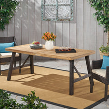 Load image into Gallery viewer, Outdoor Weather Resistant Dining Table With Slat Panel Design - Natural / Gray