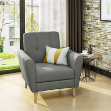 Load image into Gallery viewer, Fabric Channel Stitch Club Chair With Tufted Back - Gray
