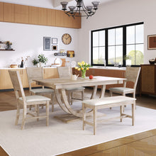 Load image into Gallery viewer, Topmax - 6 Piece Wood Half Round Dining Table Set Kitchen Table Set With Long Bench And 4 Dining Chairs, Modern Style