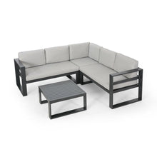 Load image into Gallery viewer, Dursley - Outdoor Aluminum V Shape Sofa Sectional - Beige / Gray
