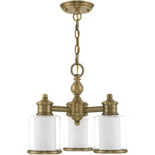 Load image into Gallery viewer, 14'' Three Light Dimmable Chandelier With Shades - Antiqued Brass