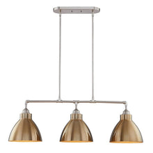 Load image into Gallery viewer, Kitchen Island Three Light Metal Dimmable Chandelier With Shades - Gold / Silver