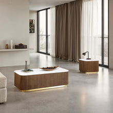 Load image into Gallery viewer, 3 Piece Table Set (Rectangle Cocktail Table And Two Square End Tables) - Brown / Gold / White