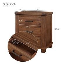 Load image into Gallery viewer, Rustic Farmhouse Nightstand (Set of 2) With 3 Drawers - Natural