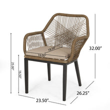 Load image into Gallery viewer, Modern Wicker Dining Club Chair With Water Resistant Cushions - Brown / Beige
