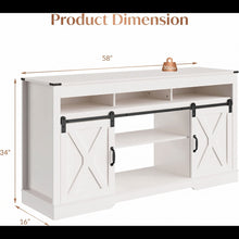 Load image into Gallery viewer, Farmhouse TV Stand With Sliding Barn Doors & Adjustable Storage