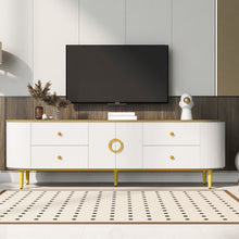 Load image into Gallery viewer, Modern TV Stand For TVs Up To 80", Entertainment Center With 4 Drawers And 1 Cabinet, Wood TV Console Table With And Handles For Living Room - White