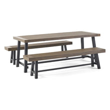 Load image into Gallery viewer, Outdoor 3 Piece Picnic Dining Set - Gray / Rustic Metal