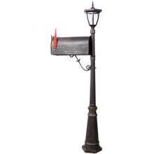Load image into Gallery viewer, Stratford - Heavy Duty Cast Aluminum Mailbox With Post And Solar Light, Fluted Base, Decorative Modern Mailbox - Brown