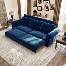 Load image into Gallery viewer, 3 In 1 Convertible Sleeper Sofa With Nailhead Trim & Rolled Arm