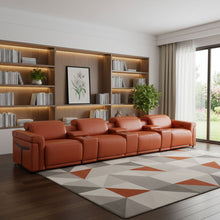 Load image into Gallery viewer, Top Grain Leather Reclining Metal USB Sofa (720374) - Camel