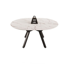 Load image into Gallery viewer, Modern Extendable White Circular Dining Table with MDF Top and Metal Legs for 4-6 Persons