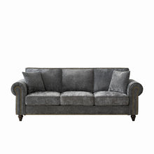Load image into Gallery viewer, 3 Seater Sofa With Tufted Upholstery, Rolled Arms, Nailhead Trim