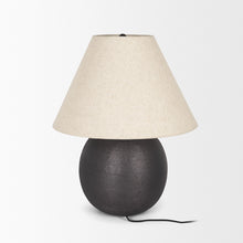 Load image into Gallery viewer, 24" Metal Round Bedside Lamp With Beige Bell Shade - Black
