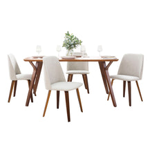 Load image into Gallery viewer, Folia Toriano - 5 Piece Mid-Century Modern Dining Set - Walnut / Beige