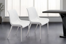 Load image into Gallery viewer, Upholstered Faux Leather Open Back Dining Side Chairs (Set of 2) - White
