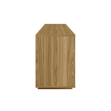 Load image into Gallery viewer, Ribbed Texture Wood Enclosed Open Storage TV Stand - Oak / White