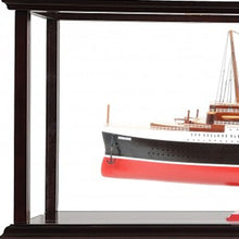 Load image into Gallery viewer, Hand Painted Normandie Large Display Case Model Boat - Black / Red