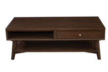 Load image into Gallery viewer, Solid And Manufactured Wood Coffee Table With Drawer - Brown