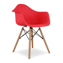 Load image into Gallery viewer, Heavy Duty Plastic Solid Wood Dining Arm Chair - Red